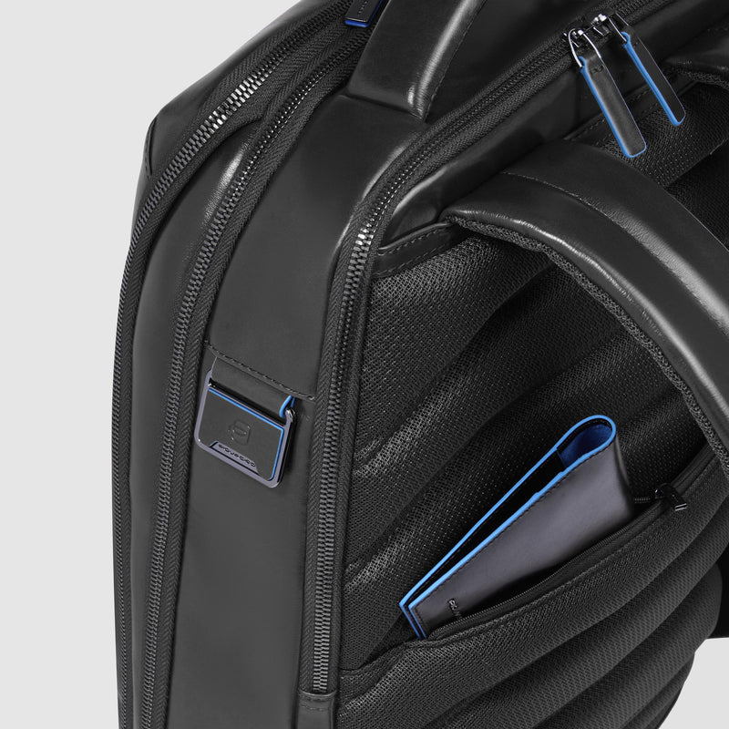 Leather Backpack with External 15.6" Laptop Pocket - Black - photo 4