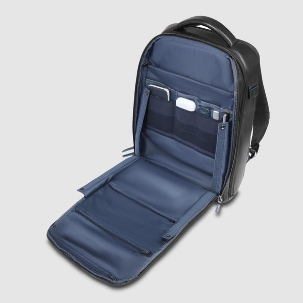 Leather Backpack with External 15.6" Laptop Pocket - Black - photo 6