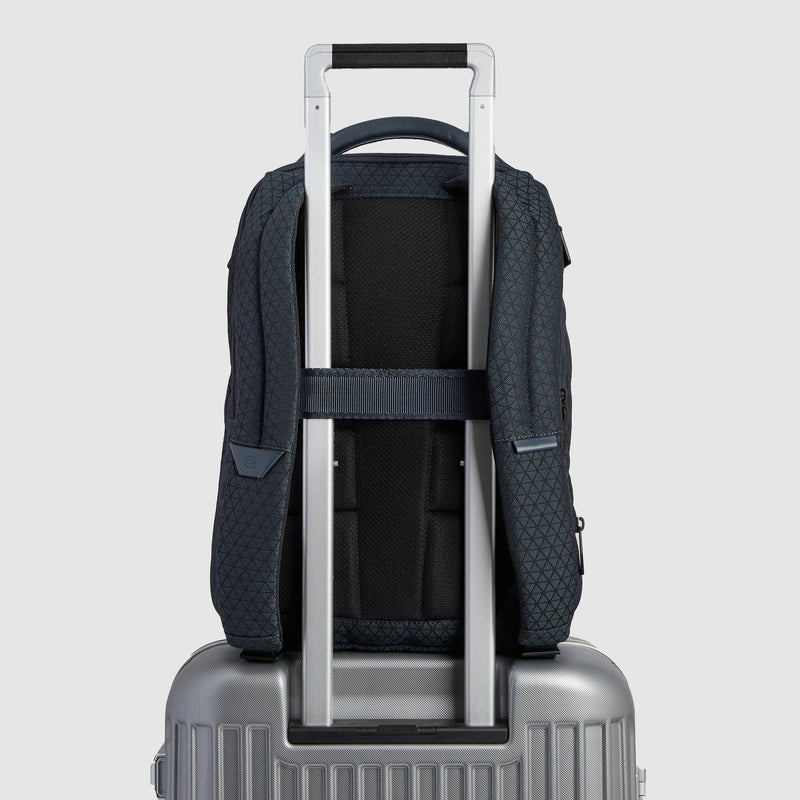 Expandable 14" Laptop Backpack in Recycled Fabric - Blue - photo 3