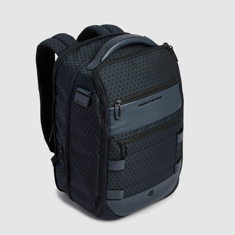 Expandable 14" Laptop Backpack in Recycled Fabric - Blue - photo 4