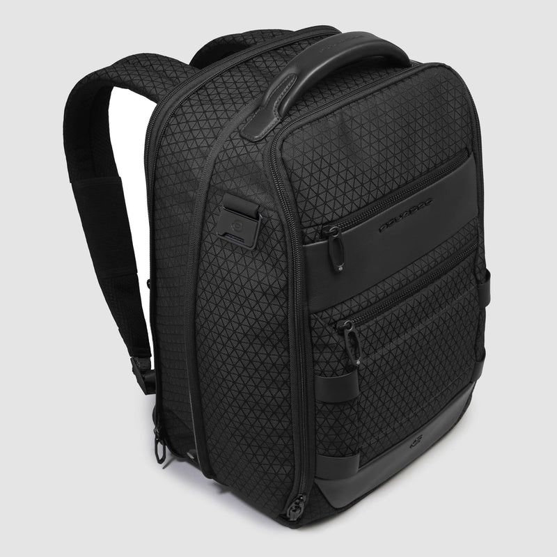 Expandable 14" Laptop Backpack in Recycled Fabric - Black - photo 4