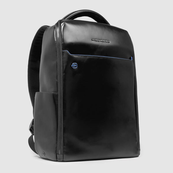 Leather 14" Laptop Backpack with Fast Check Panel - Black - photo 2