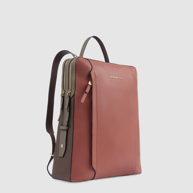 Women's RFID Leather Laptop Backpack 15.6" - Orange/Brown - photo 2