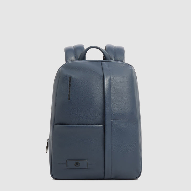 Expandable 14-inch Laptop Backpack in Leather - Blue