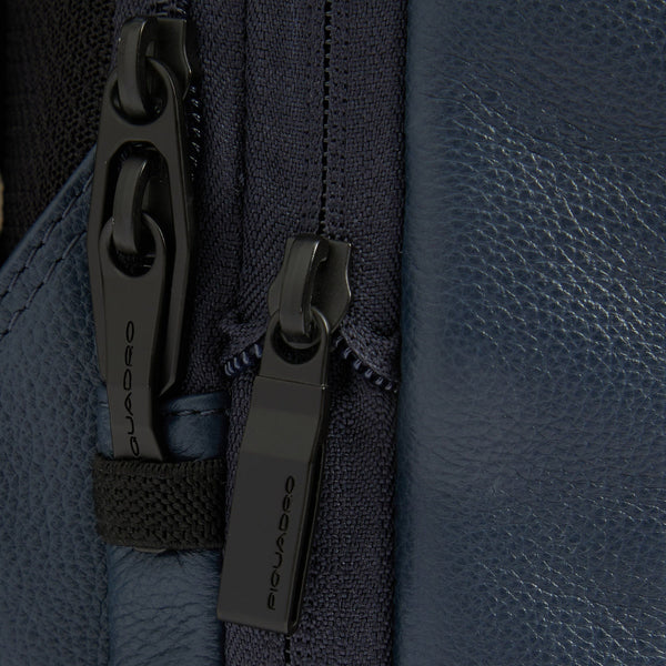 Expandable 14-inch Laptop Backpack in Leather - Blue - photo 6