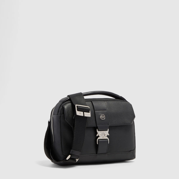 Men's Leather Crossbody Bag with Padded Phone Pocket - Black - photo 2