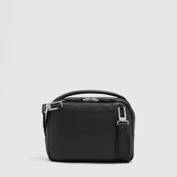 Men's Leather Crossbody Bag with Padded Phone Pocket - Black - photo 3