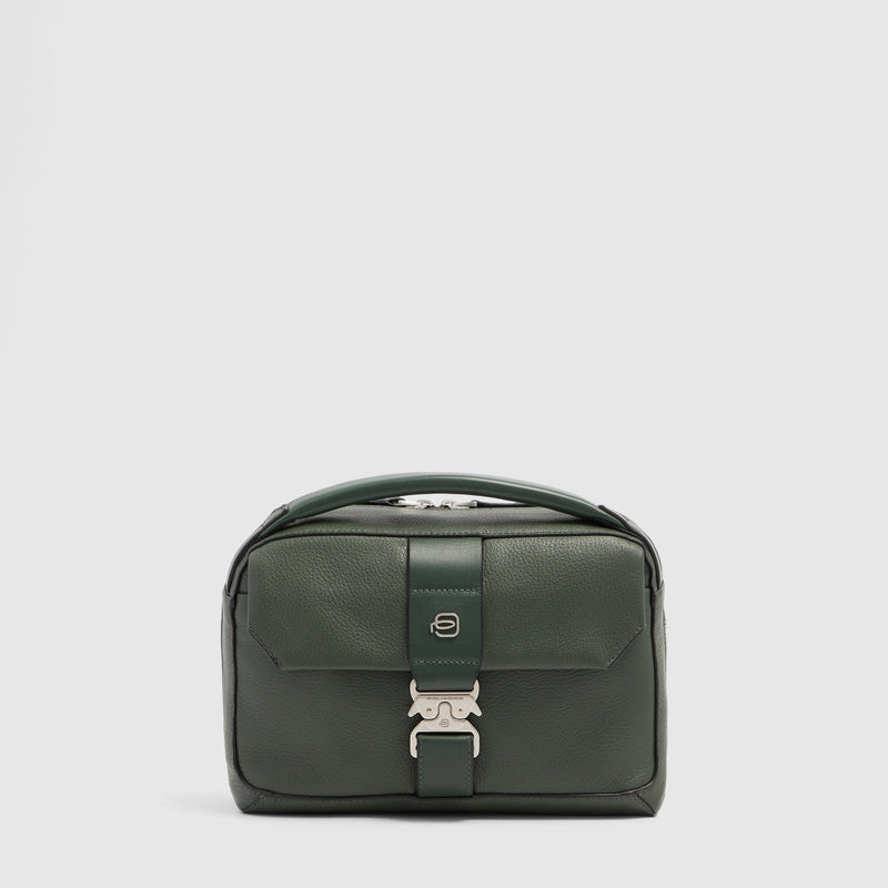 Men's Leather Crossbody Bag with Padded Phone Pocket - Green