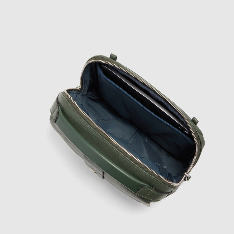 Men's Leather Crossbody Bag with Padded Phone Pocket - Green - photo 5