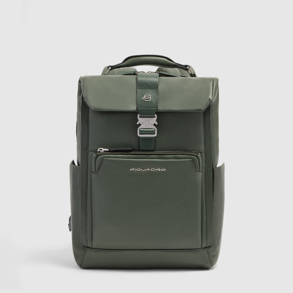 Leather 15.6" Laptop Travel Backpack with Trolley Strap - Green