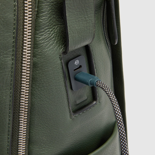 Leather 15.6" Laptop Travel Backpack with Trolley Strap - Green - photo 5