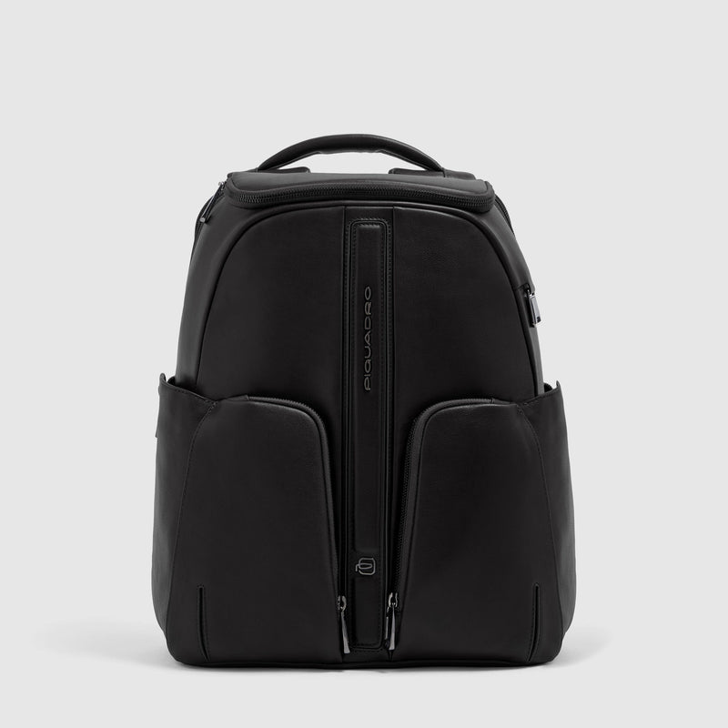Leather 14" Laptop Backpack with Wireless Charging - Black