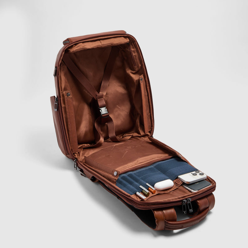 Two-Compartment Leather Laptop Backpack 15.6" - Leather brown - photo 11