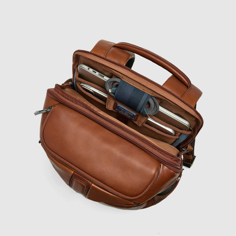 Two-Compartment Leather Laptop Backpack 15.6" - Leather brown - photo 5