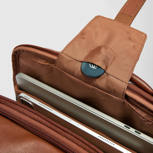 Two-Compartment Leather Laptop Backpack 15.6" - Leather brown - photo 6