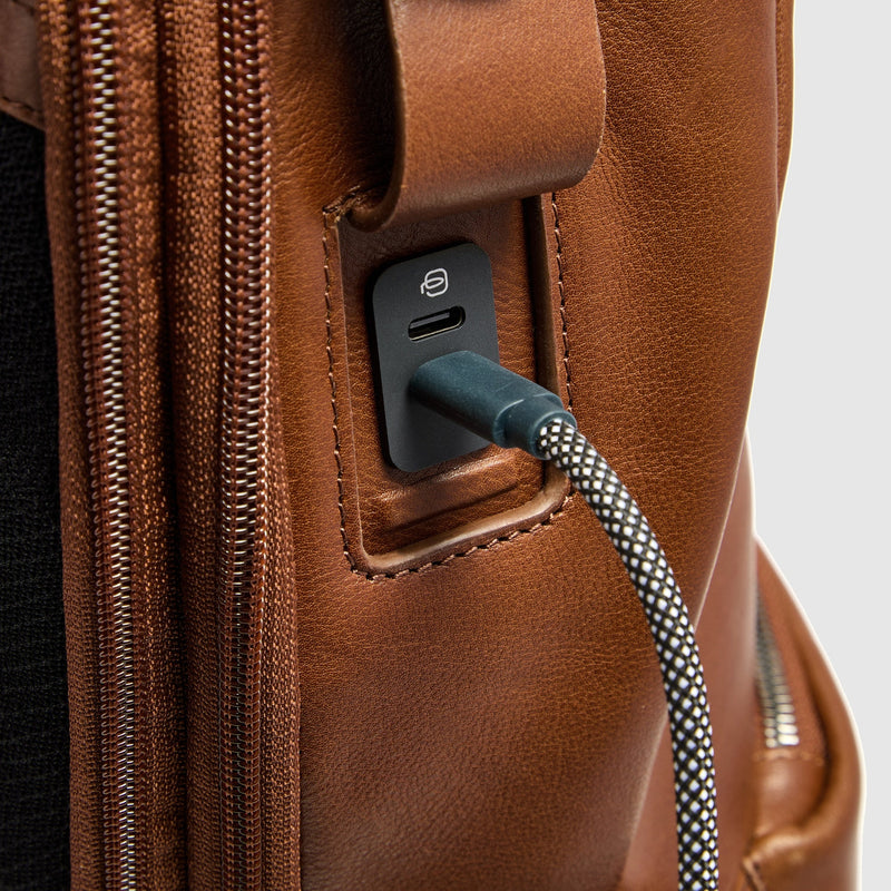 Two-Compartment Leather Laptop Backpack 15.6" - Leather brown - photo 8