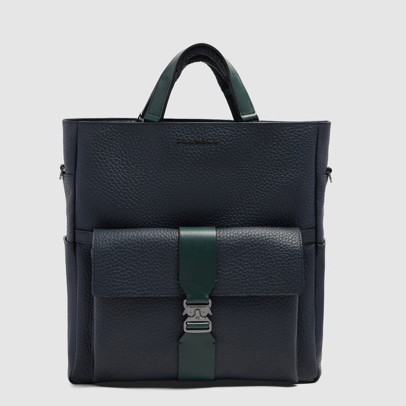 Tote bag portabile a zaino per pc 14"  - blu/verde