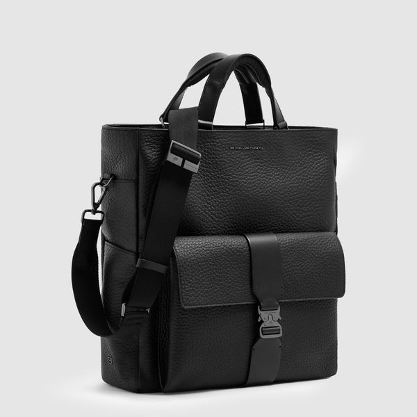 Mochila tote em pele com capa para portátil amovível - Preto - foto 2