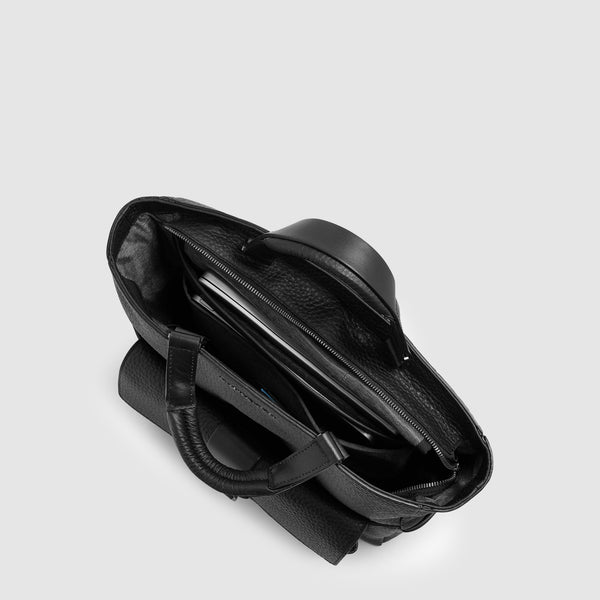 Mochila tote em pele com capa para portátil amovível - Preto - foto 5