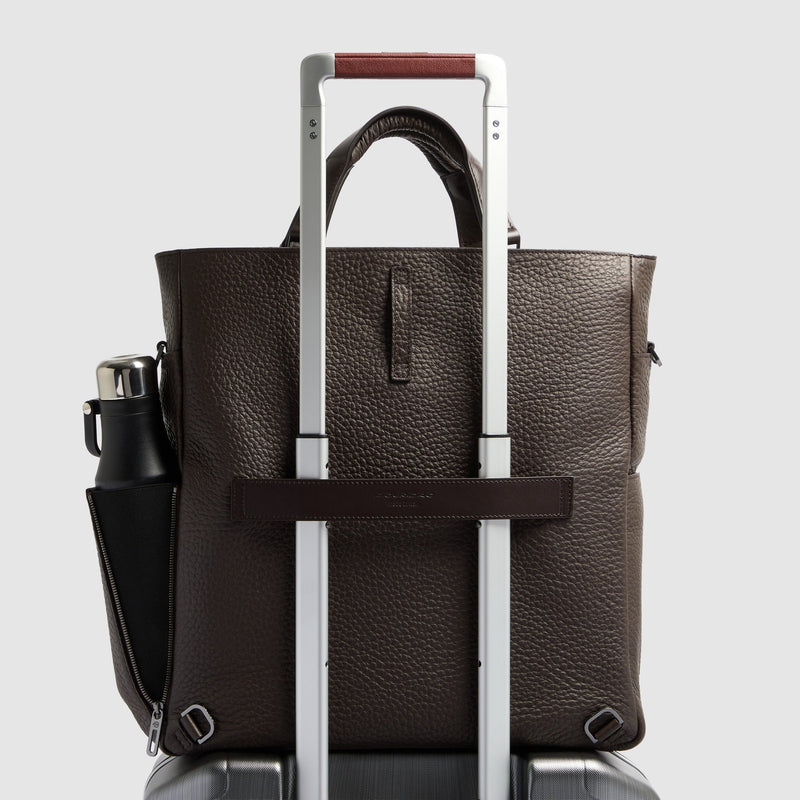 Leather Tote Backpack with Removable Laptop Sleeve - Dark brown - photo 3