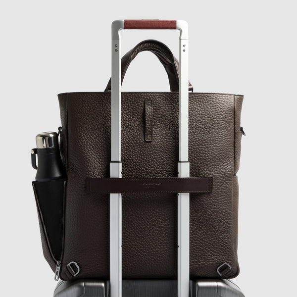 Leather Tote Backpack with Removable Laptop Sleeve - Dark brown - photo 3