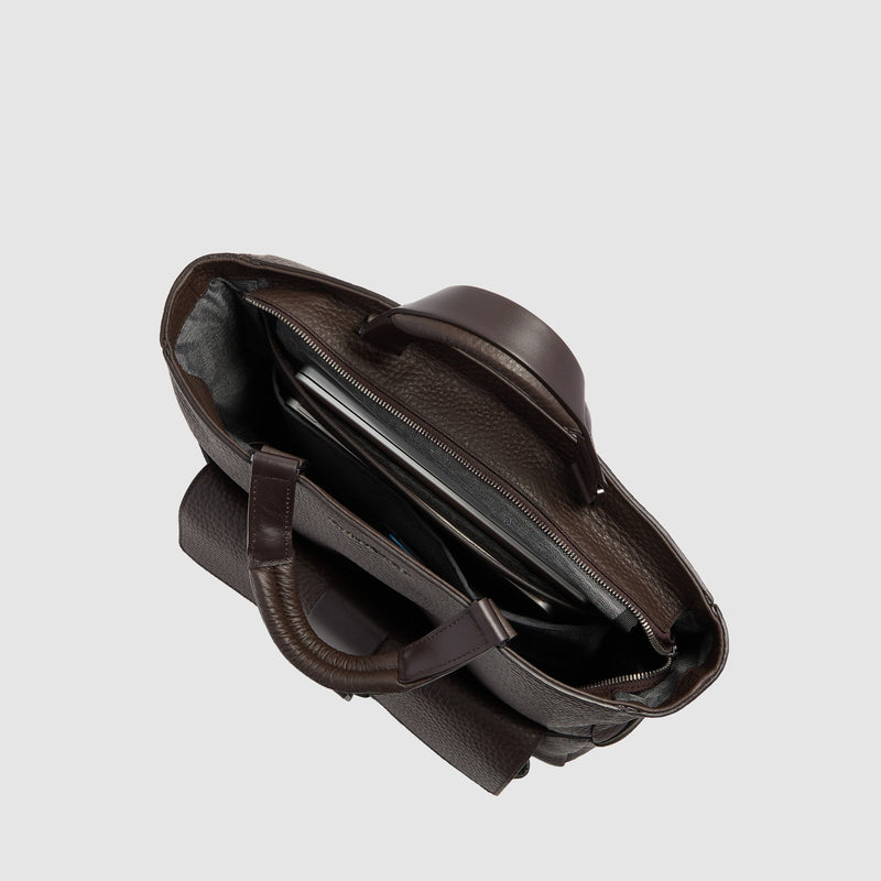 Leather Tote Backpack with Removable Laptop Sleeve - Dark brown - photo 5