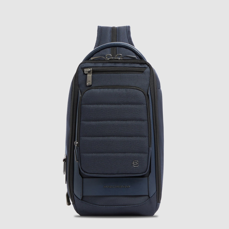 Zaino monospalla uomo porta iPad®, espandibile - Blu