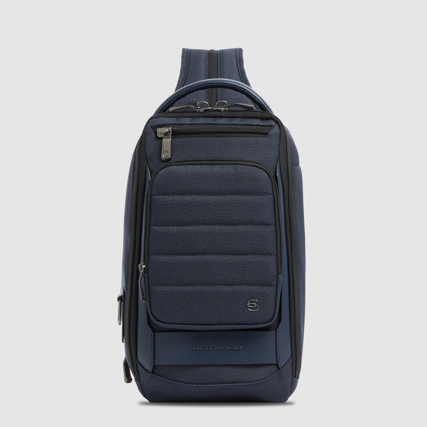 Zaino monospalla uomo porta iPad®, espandibile - Blu