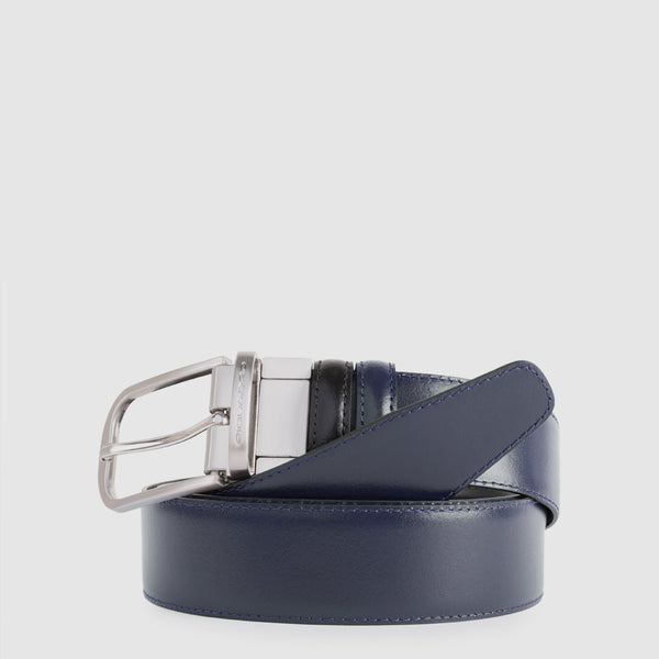 Cinturón hombre de piel con hebilla de clavo - Negro/Azul