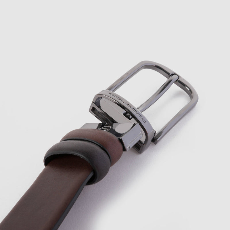 Men's Reversible Leather Belt Black Square - Dark brown/Black - photo 3