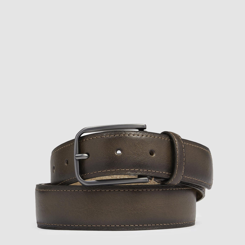 Men's Brushed Leather Belt with Prong Buckle - Dove grey