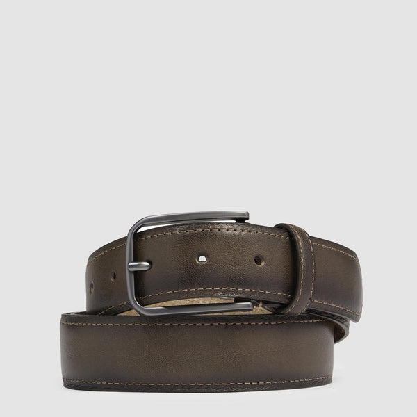 Men's Brushed Leather Belt with Prong Buckle - Dove grey