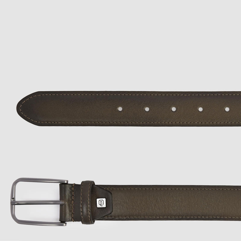 Men's Brushed Leather Belt with Prong Buckle - Dove grey - photo 2