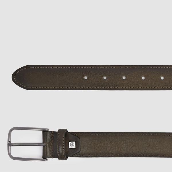 Men's Brushed Leather Belt with Prong Buckle - Dove grey - photo 2