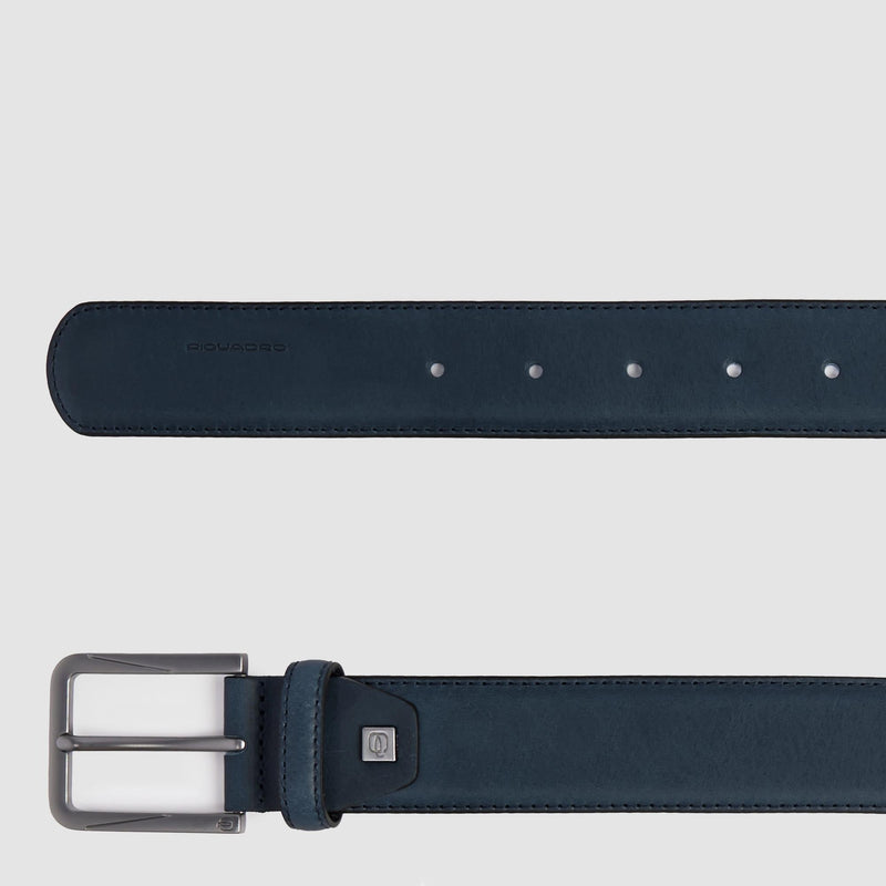 Italian-Made Men's Leather Belt with Prong Buckle - Night blue - photo 2
