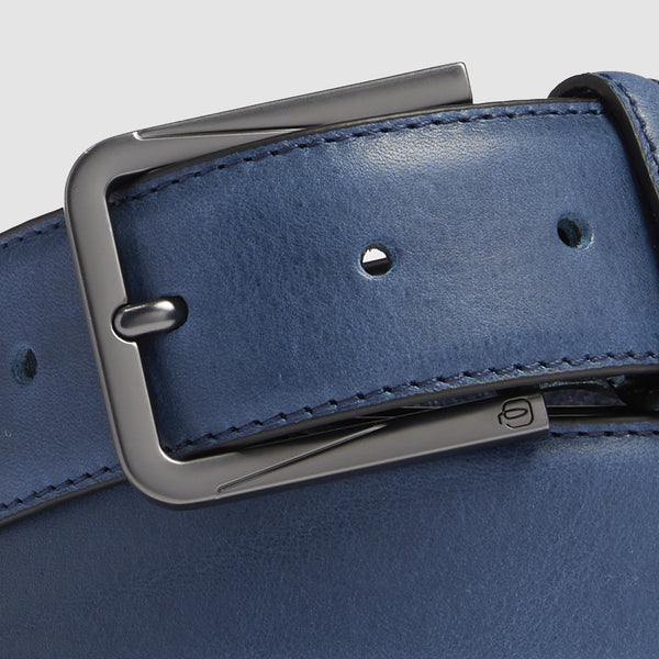 Italian-Made Men's Leather Belt with Prong Buckle - Night blue - photo 3