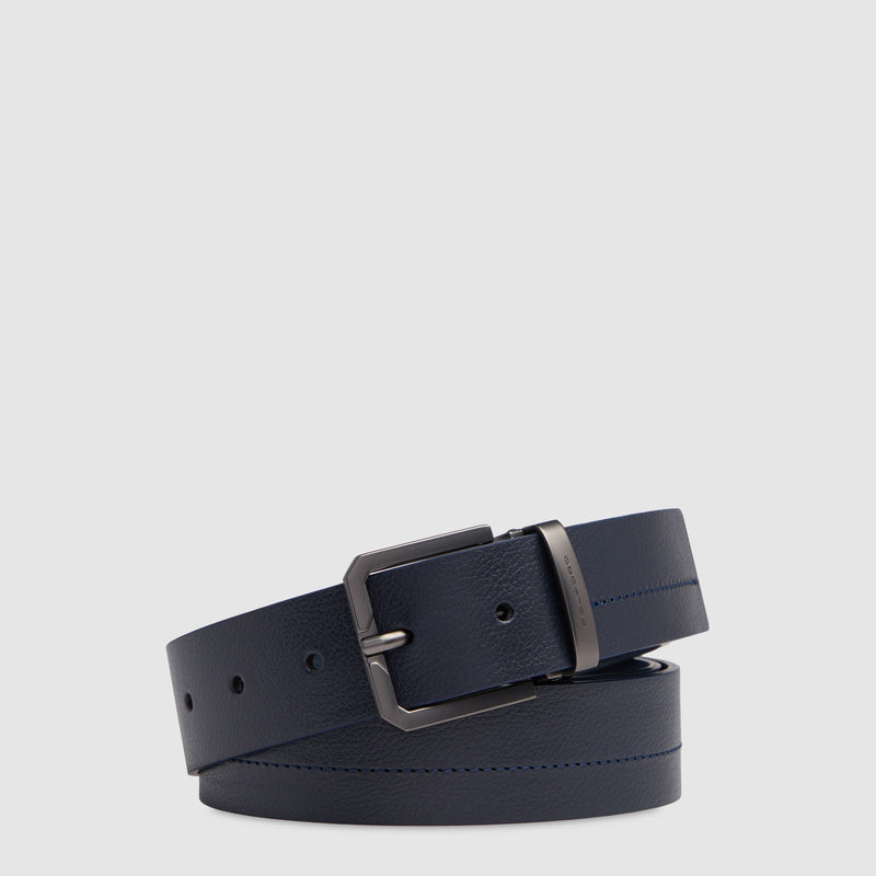 Cintura da uomo in pelle con fibbia ad ardiglione - blu