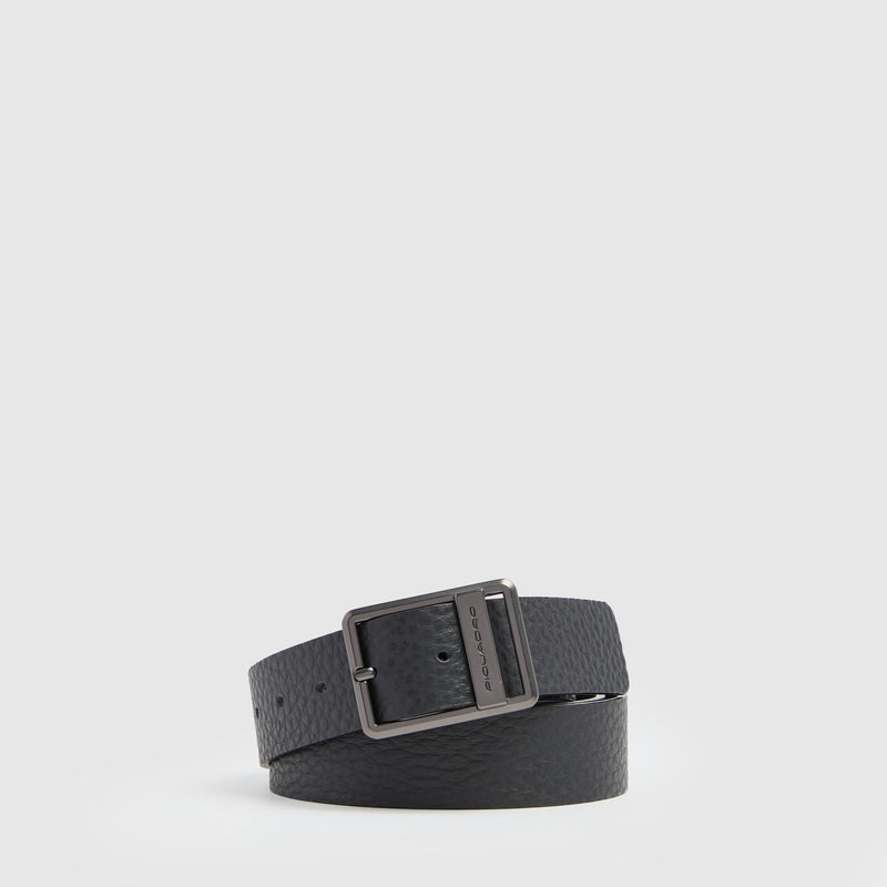 Men's Leather Belt with Prong Buckle - Black