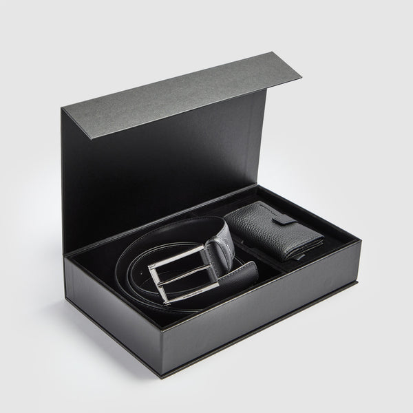 Men's Leather Belt & Pop-Up Card Holder Gift Box - 1