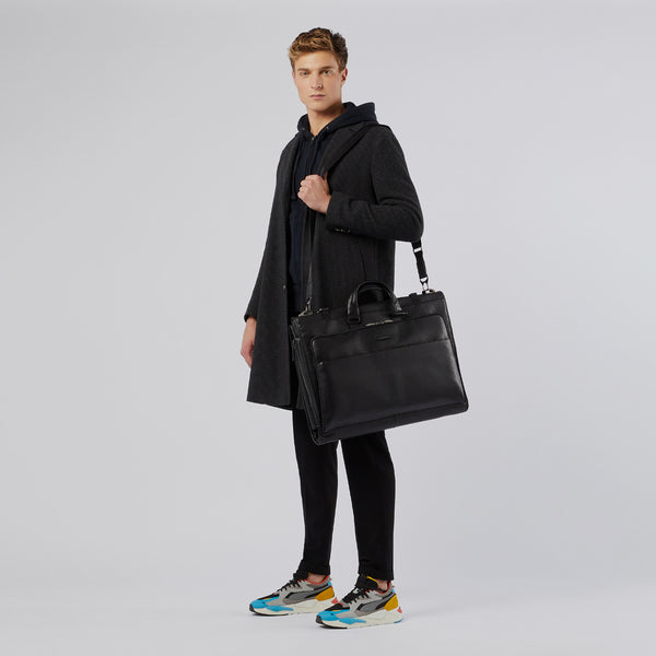 Leather Garment Bag with Shirt Sleeve & Hanging Hook - Black - photo 5