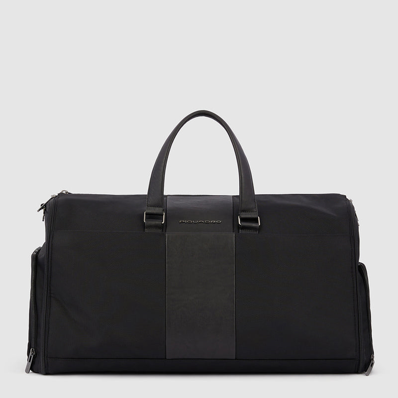 Borsa porta abiti con gancio in tessuto riciclato - nero