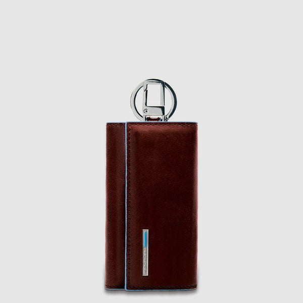 Leather Key Holder, Double Button Closure - Mahogany - photo 2