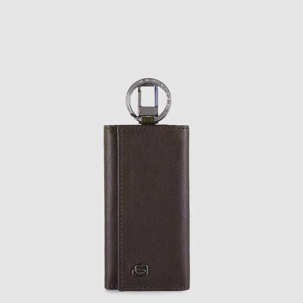 Leather Key Holder with Six Hooks and Carabiner - 2