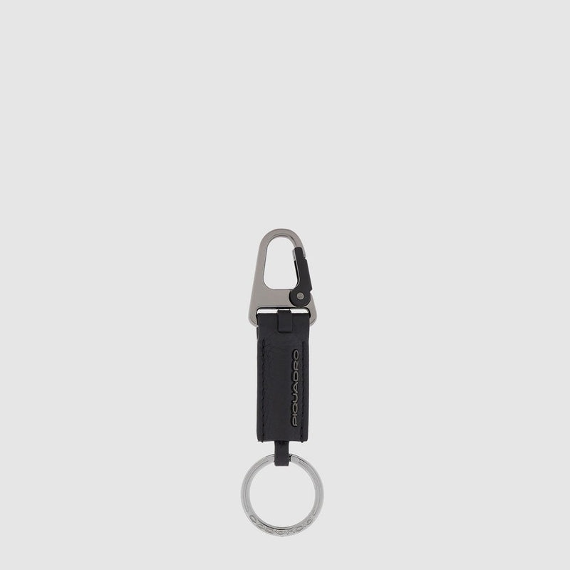 Leather Carabiner Keychain for Men - Black