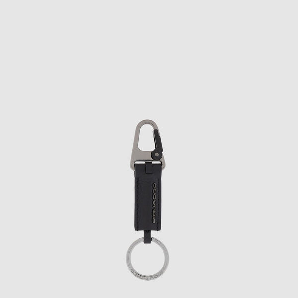 Leather Carabiner Keychain for Men - Black