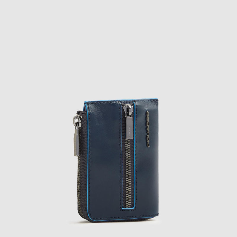 Leather Key Case with Coin Pocket and Zip - Night blue - photo 2