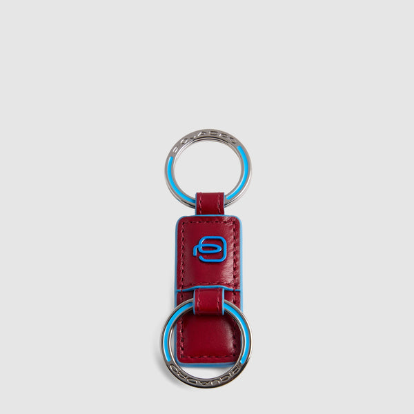 Slim Two-Ring Leather Keychain - Red