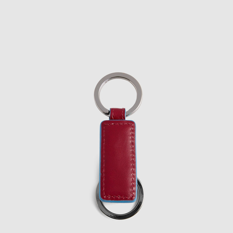 Slim Two-Ring Leather Keychain - Red - photo 2