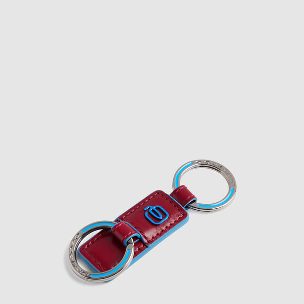 Slim Two-Ring Leather Keychain - Red - photo 3
