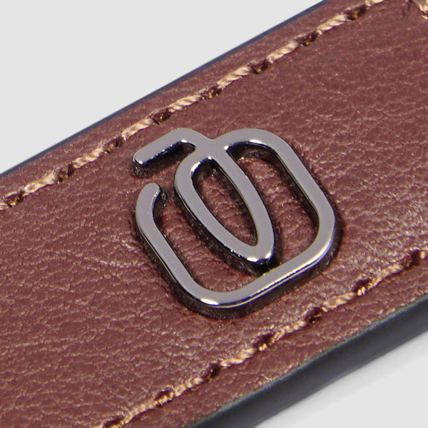 Two-Ring Leather Keyring with Slim Flat Profile - Tobacco - photo 3